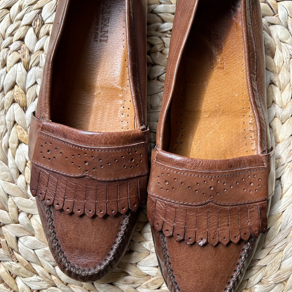 Alfani Brown Leather Tassel-Style Slip-On Loafers Vintage dress shoes brown